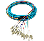 1 meter LC 12 Fiber Jacketed PVC 50/125 OM3, 10 GIG Multimode Fiber Optic Pigtail Kit Assembly
