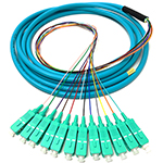 3 meter SC 12 Fiber Jacketed PVC 50/125 OM3, 10 GIG Multimode Fiber Optic Pigtail Kit Assembly