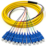 3 meter SC 12 Fiber Jacketed PVC Singlemode Fiber Optic Pigtail Kit Assembly