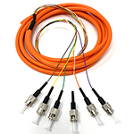 1 meter ST 6 Fiber Jacketed PVC 62.5/125 OM1 Multimode Fiber Optic Pigtail Kit Assembly