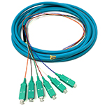 1 meter SC 6 Fiber Jacketed PVC 50/125 OM3, 10 GIG Multimode Fiber Optic Pigtail Kit Assembly
