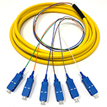 3 meter SC 6 Fiber Jacketed PVC Singlemode Fiber Optic Pigtail Kit Assembly