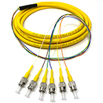 1 meter ST 6 Fiber Jacketed PVC Singlemode Fiber Optic Pigtail Kit Assembly