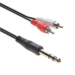 15 FT 1/4 Inch Stereo Male to 2 x Male RCA Audio Cable with Nickel Plated Connectors