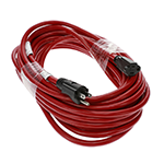 50 Ft Red Power Extension Cord with 12/3 AWG Conductors  (AC125V / 15A / 1875W) - Outdoor rated - Flame retardant