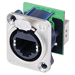 Neutrik etherCON RJ45 Panel Mount D-Sized Latch Locking Feed-through Coupler - Nickel