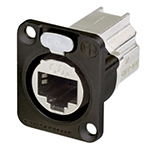 Neutrik etherCON Cat 6A Shielded RJ45 Panel Mount D-Sized Latch Locking Feed-through Coupler - Black