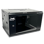QuickTreX&reg; Fixed Wall Mount 6U Network / Server Cabinet with Strengthened Glass Door - 19 Inch Wide and 17 Inch Depth - 10-32 Tapped and M6 Cage Nut Rails