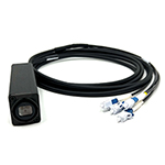 4 Fiber Broadcast Tactical Singlemode Neutrik OpticalCon Quad Breakout Box Cable Assembly with Waterproof Female IP65 Rated Inline Quad Coupler to 4 Simplex Connectors  - Made in the USA by QuickTreX®