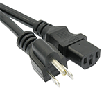 10 Ft Black Power Cord with NEMA 5-15P to IEC C-13 Connectors and 14/3 AWG Conductors (AC125V / 15A / 1875W) - RoHS Compliant and UL/CSA Approved