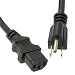 25 Ft Black Power Cord with NEMA 5-15P to IEC C-13 Connectors and 16/3 AWG Conductors (AC125V / 13A / 1625W) - RoHS Compliant and UL/CSA Approved