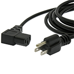 10 Ft Black Power Cord with NEMA 5-15P to IEC C-13 Connectors and 18/3 AWG Conductors (AC125V / 10A / 1250W) - Right Angle