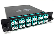 MTP® 24 Fiber (2 X 12 MTP Male) to 24 LC (12 Duplex Adapters) Multimode OM4 50/125 Low Loss LGX Cassette with Genuine US Conec® Connectors by QuickTreX®