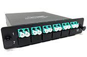 MTP® 12 Fiber (1 X 12 MTP Male) to 12 LC (6 Duplex Adapters) Multimode OM4 Low Loss LGX Cassette with Genuine US Conec® Connector by QuickTreX®