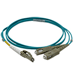 LC to SC Plenum Rated Multimode 10-GIG OM3 50/125 Premium Custom Duplex Fiber Optic Patch Cable with Corning® Glass - Made in the USA by QuickTreX®