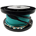 4 Strand Indoor Plenum Rated Ultra Thin Micro Armored Multimode 10-GIG OM3 50/125 Custom Pre-Terminated Fiber Optic Cable Assembly - Made in the USA by QuickTreX®