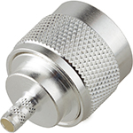 N Male Crimp 50 ohms Connector by QuickTreX&reg; RG-142/U & RG-55/U Cable Group C1 S,G,T; For Cables: RG-55, RG-142, RG-223, RG-400, Belden 83242, Belden 84142