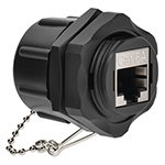 Cat 6A Commercial-Grade Outdoor IP68 Rated Shielded Bulkhead Panel Mount Coupler with Dust Cap