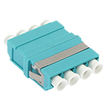 LC Quad Multimode OM3 / OM4 - 50/125 Fiber Optic Coupler without Flange - Aqua