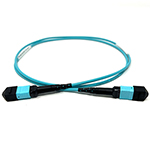 Stock 1 Meter 12 Fiber (1 X 12) MPO Male to MPO Male Multimode 10/40/100 GIG OM4 50/125 OFNR Riser Rated Fiber Optic Patch Cable - Method A Straight Through