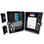 16 Adapter (1 - 32 Fiber) Premium Heavy Duty Water-resistant Outdoor IP65 Rated Wall Mount / Pole Mount Fiber Optic Distribution Enclosure with Wire Management, 12 Fiber Splice Tray, Splice Sleeves, and Locking Door with Key by QuickTreX®