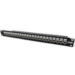 QuickTreX&reg; 24 Port Cat 6A Shielded 10Gigabit Ethernet Patch Panel with Wire Management and Toolless Keystone Jacks - TAA Compliant - RoHS Compliant and UL Listed