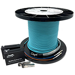 QuickTreX&reg; Multimode 10GIG Fiber Optic Network Extension (RJ45 to Fiber to RJ45) Conversion Kit w/ 500FT 2 Strand MM OM4 Indoor/Outdoor Pre-Term Fiber Optic Cable Assembly w/ Corning Glass, 2 x 10 Gig Media Converters, and 2 x 10 Gig MM SFP+ Modules