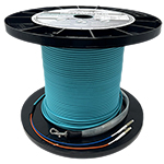 Stock 2 Strand Indoor/Outdoor Plenum Rated Multimode 10/40/100 GIG OM4 50/125 Pre-Terminated Fiber Optic Cable Assembly with Corning® Glass, LC Connectors, and Pulling Eyes - 500FT - Made in the USA by QuickTreX®