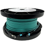 12 Fiber MTP (1 x 12) Indoor Plenum Rated Ultra Thin Micro Armored Multimode 10/40/100 GIG OM4 50/125 Custom Fiber Optic MTP Trunk Cable Assembly - Made in USA by QuickTreX® with Genuine US Conec® Connectors