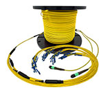 Custom Indoor 144 Fiber MTP® Singlemode Fanout Assembly (12 x 12 MTP to 144 Simplex Connectors) - Plenum Rated - made in USA by QuickTreX® with Genuine US Conec® Connectors and Corning® Glass
