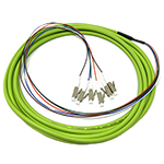 3 meter LC 6 Fiber Jacketed OFNR Riser Rated 50/125 OM5, 10/40/100/400 GIG Multimode Fiber Optic Pigtail Kit Assembly