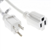 12 Ft White Power Extension Cord with 16/3 AWG Conductors  (AC125V / 13A / 1625W) - Outdoor rated - Flame retardant